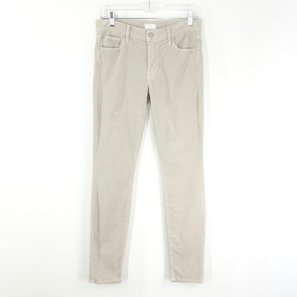 Mother The Charmer Hopscotch Corduroy Pants Women's 27 Grey Mist Stretch USA